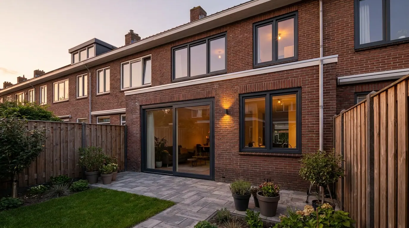 Woning met nieuwe kunststof kozijnen